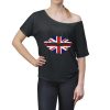 United Kingdom Flag Kiss Lips Solid Print Women's Slouchy Top - Image 6